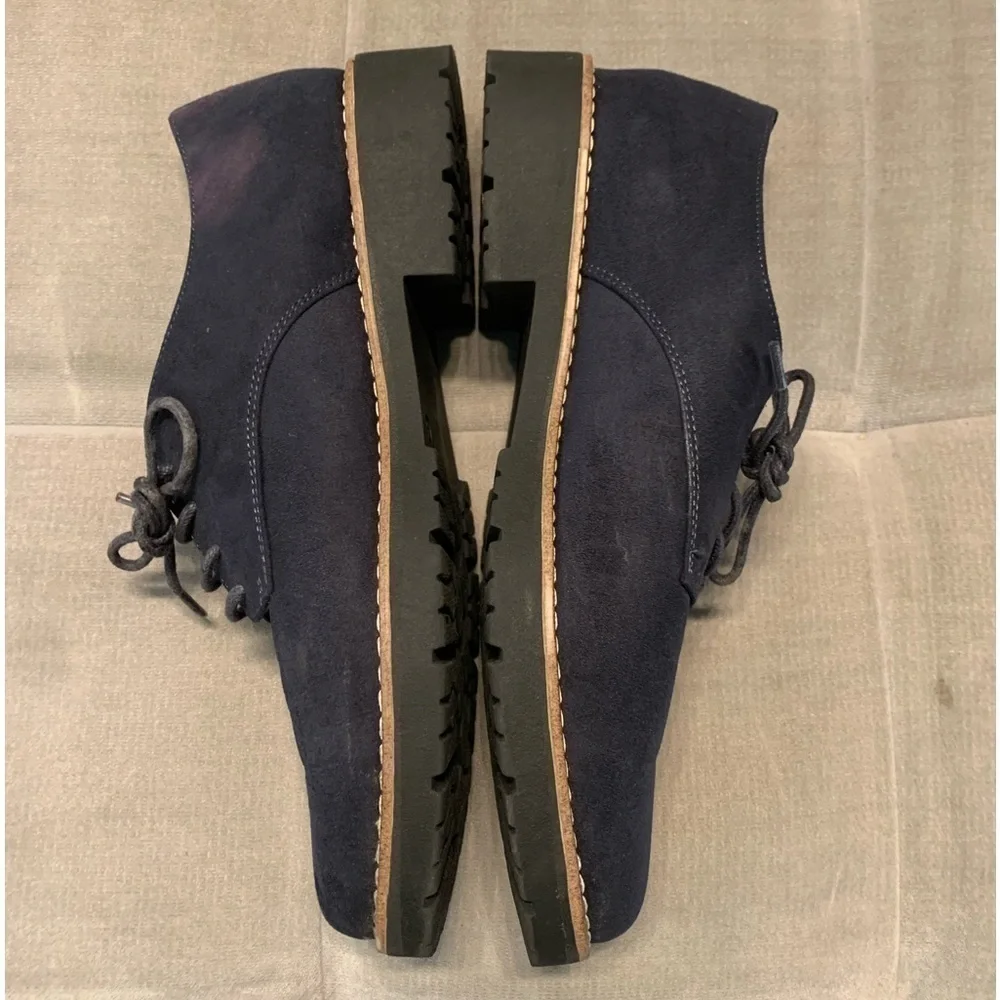 New Graceland Classic Oxford Lace Dress Shoes Faux Suede Navy Blue Size 41